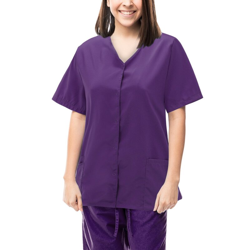 Mulheres manga curta decote em v esfrega uniforme, enfermagem tops, camiseta multicolor, pet doutor esfrega, Medical Workwear