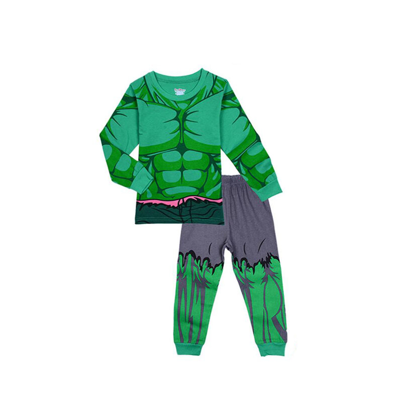 Darmowa wysyłka piżamy dla dzieci Spiderman zestaw kolekcji Hulk zestaw dla dzieci chłopców dziewczynek Cartoon z długim rękawem piżama 2-7T