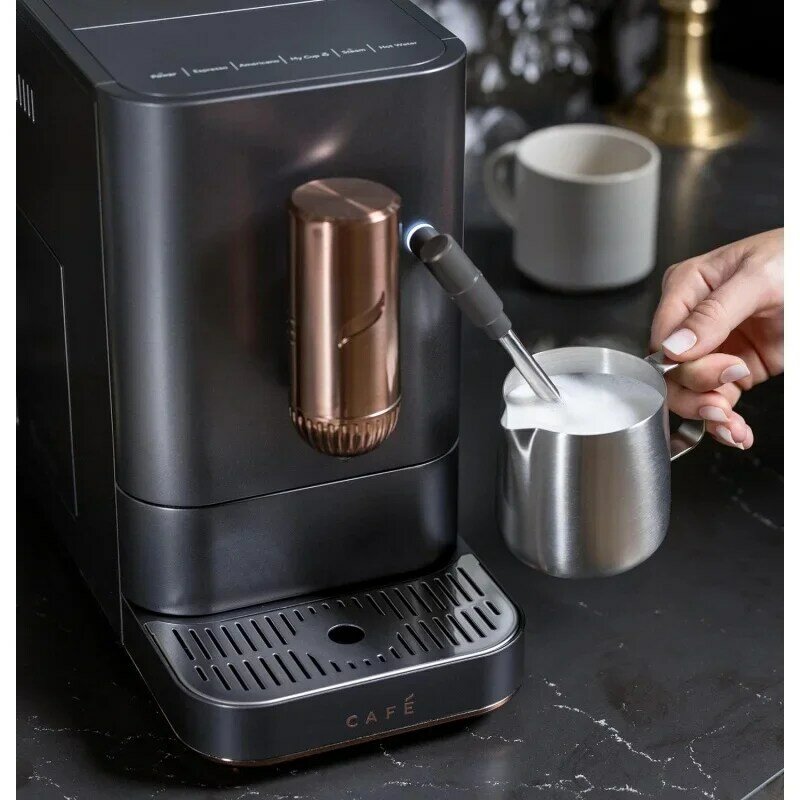 Café Affetto Automatic Espresso Machine Milk Frother | Built-In & Adjustable Espresso Bean Grinder | One-Touch Brew in 90