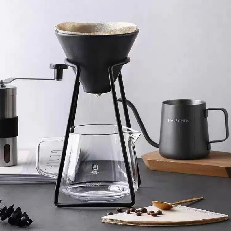ชุดอุปกรณ์ชงกาแฟแบบใช้มือสำหรับใช้ในบ้าน, ชุดแก้วกาแฟพร้อมตัวกรองสำหรับชงกาแฟพร้อมเสิร์ฟแบบกาต้มน้ำ