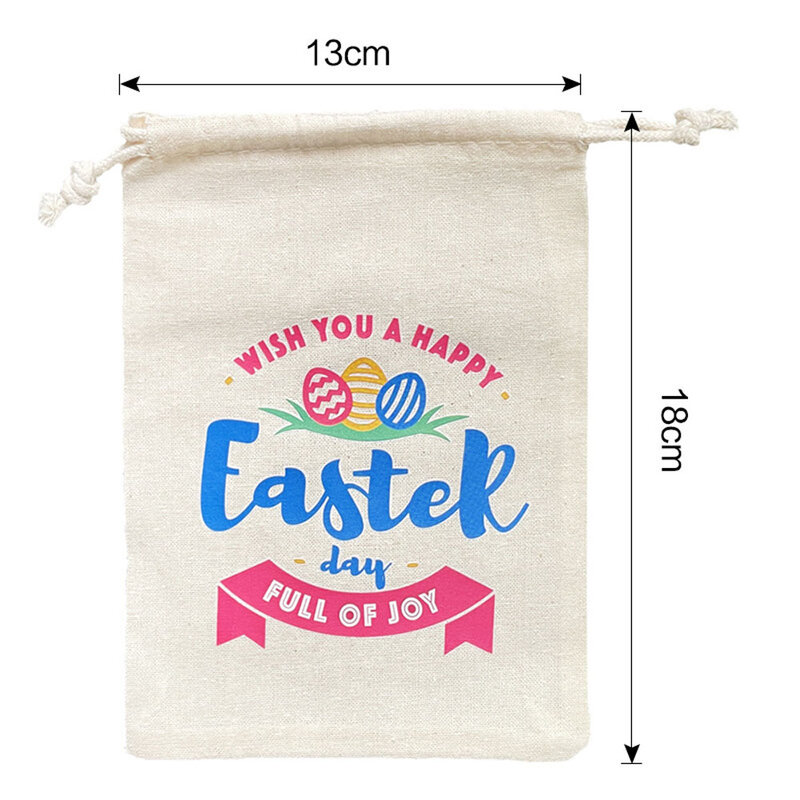 20pcs/lot 13*18cm Happy Easter Linen Drawstring Bags Kids Bundle Pocket Candy Gift Packaging Reusable Pouches Party