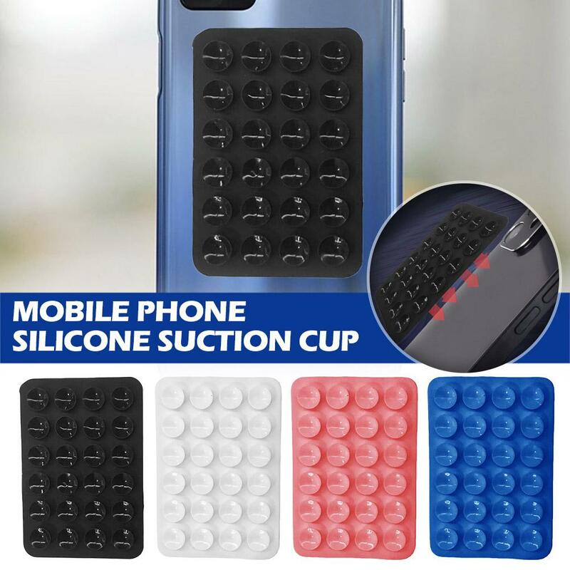 2PCS Suction Cup Wall Stand Mat Multifunctional Silicone Leather Square Phone Single-Sided Case Anti-Slip Holder Mount Suction