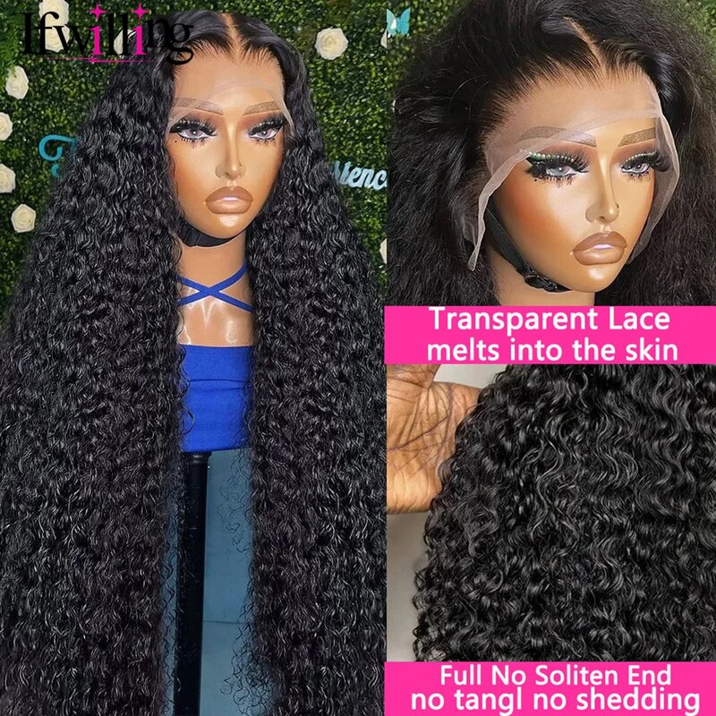 Perruque Lace Closure Wig Deep Wave Naturelle, Cheveux Humains, 5x5 HD, 13x6, Prêt à vitation, Sans Colle