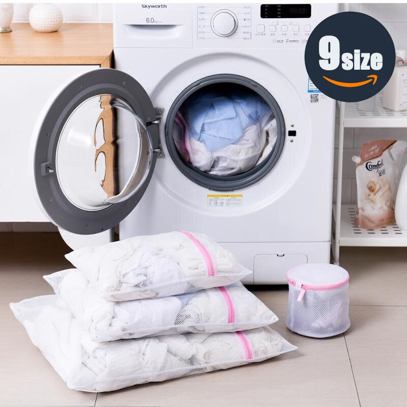 3 Size Zippered Mesh Laundry Wash Bags Foldable Delicates Lingerie Bra Socks Underwear Washing Machine Clothes Protection Net