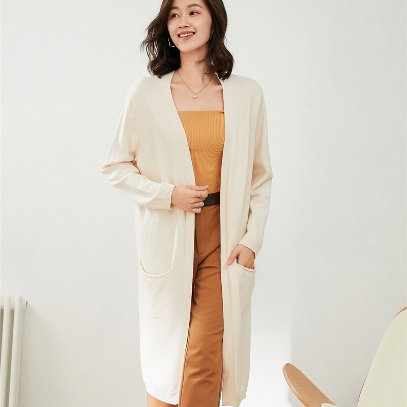 Cardigan à manches longues pour femmes, pull-over mi-long, décontracté et simple, coréen, nouvelle collection printemps 2022