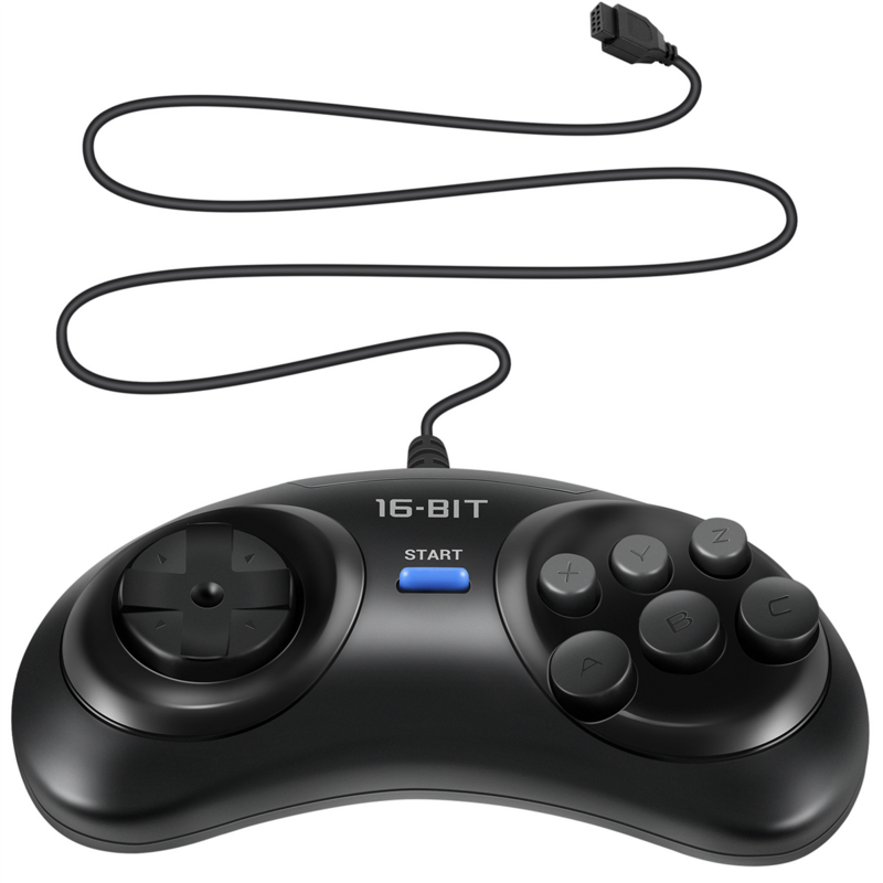 2ชิ้นจอยควบคุมเกมสำหรับ Sega Genesis สำหรับ16 bit Handle Controller 6 button Gamepad สำหรับ Sega MD อุปกรณ์เสริมเกมสีดำ
