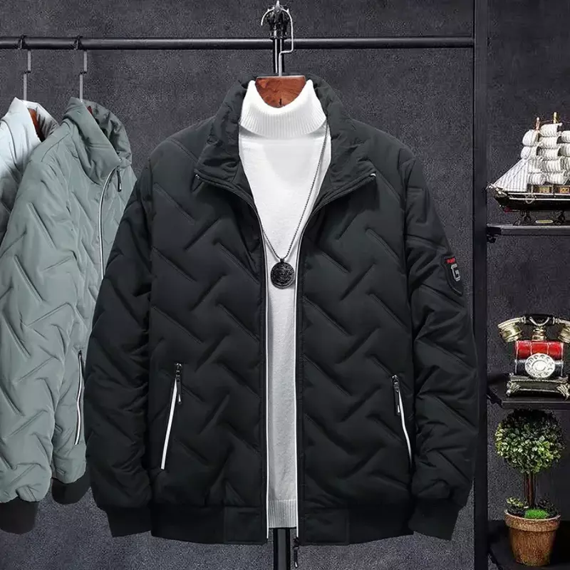 Jaqueta casual de algodão acolchoada masculina, moda streetwear coreana, casacos com gola alta, para outono e inverno, 4XL, 5XL, nova