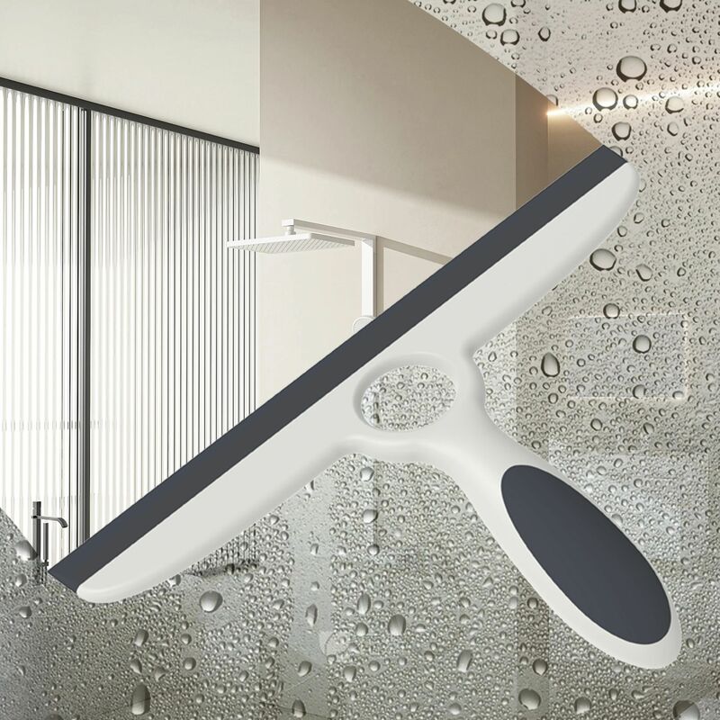 EHOMGUI 유리 스퀴지 창 와이퍼 거울 클리너, 스틱 후크 포함, 욕실 실리콘 유리 청소 도구
