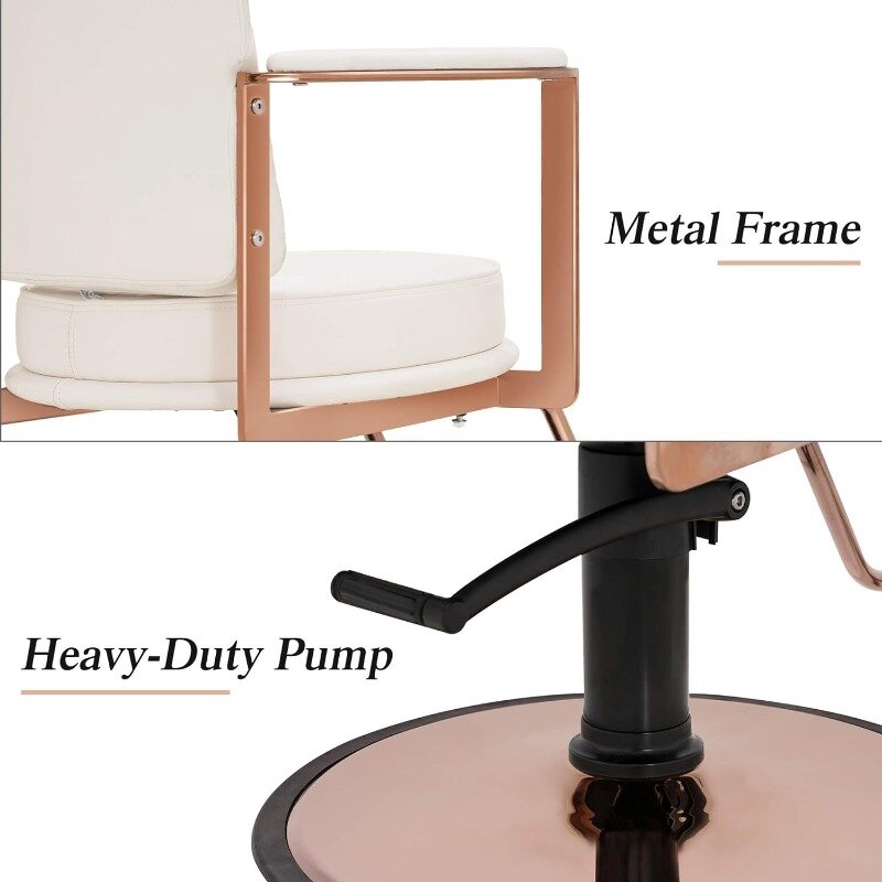Salon Chair for Hair Stylist,Vintage Salon Chair Hydraulic Beauty Spa Styling Equipment 3076(White)