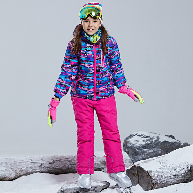 Terno de esqui off-road infantil, conjunto de neve quente e impermeável para meninos e meninas, cross-country,-30 ℃, 100-160cm, 5 6 7 8 9 10 11 12 13 14 15 Anos