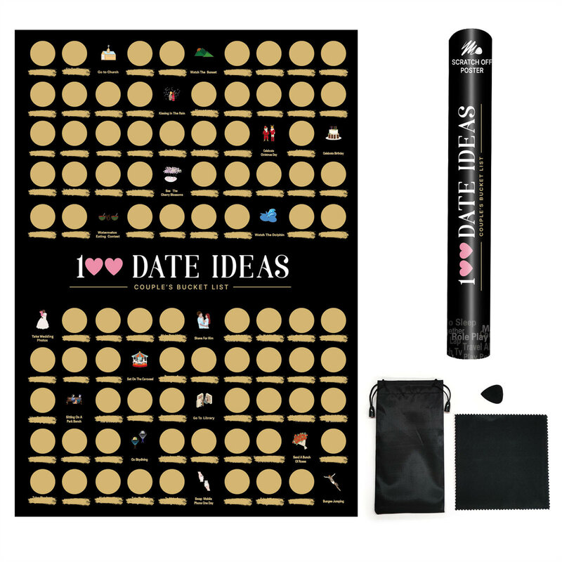 100pcs Date Ideas Scratch Off Poster Couples Dating Night Games Couple Gift Ideas - Anniversary And Valentine'S Day Gift