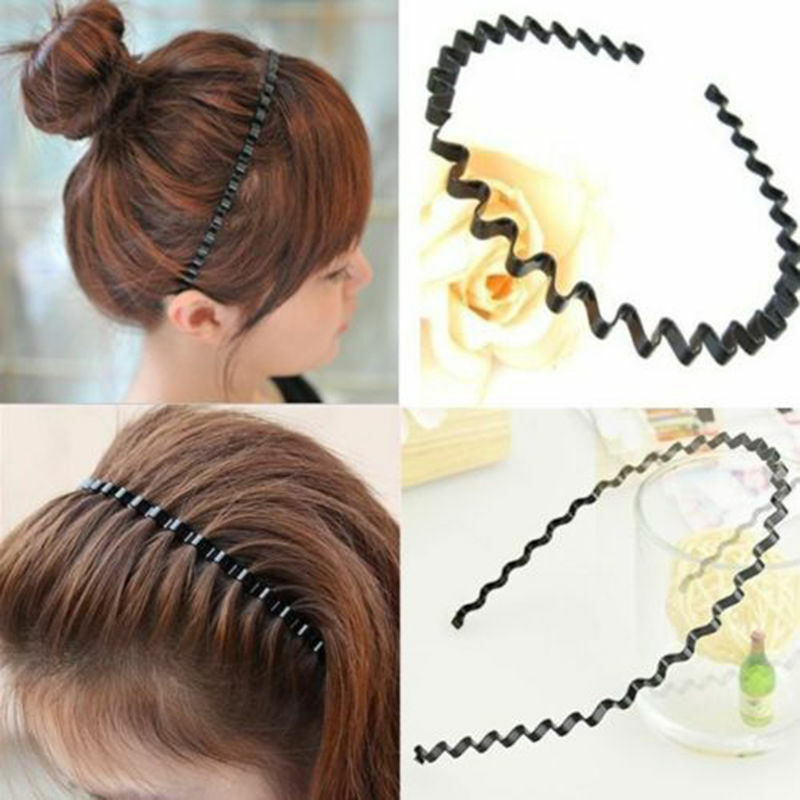 1 Pc Fashion Wave Mens Women Unisex Black Wavy Hair Head Hoop Band Sport Headband Hairband Hair Accessories