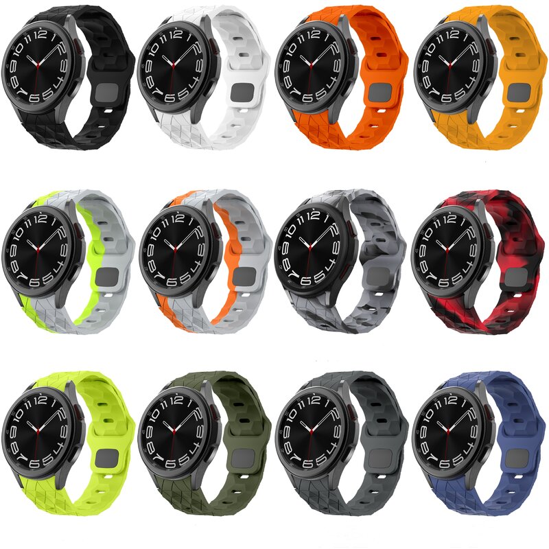 Correa de reloj de silicona con estampado de fútbol para Samsung Galaxy watch 6 Classic, 47mm, 43mm, Watch 5pro, 45mm, Watch/4/5/6, 40mm, 44mm