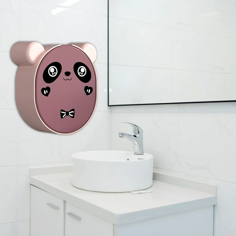 Schnell entleerendes Seifenlagerregal Wand-Seifenhalter Cartoon-Panda Klappdeckel-Ablauf-Seifenbox Leicht zu reinigen Ohne
