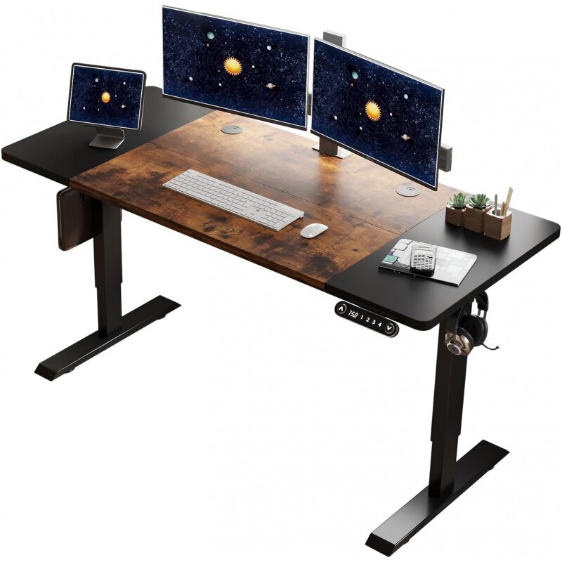 Регулируемый по высоте стоячий стол, 63x30 дюймов Электрический с контроллером памяти, Sit Stand Home Office Splic