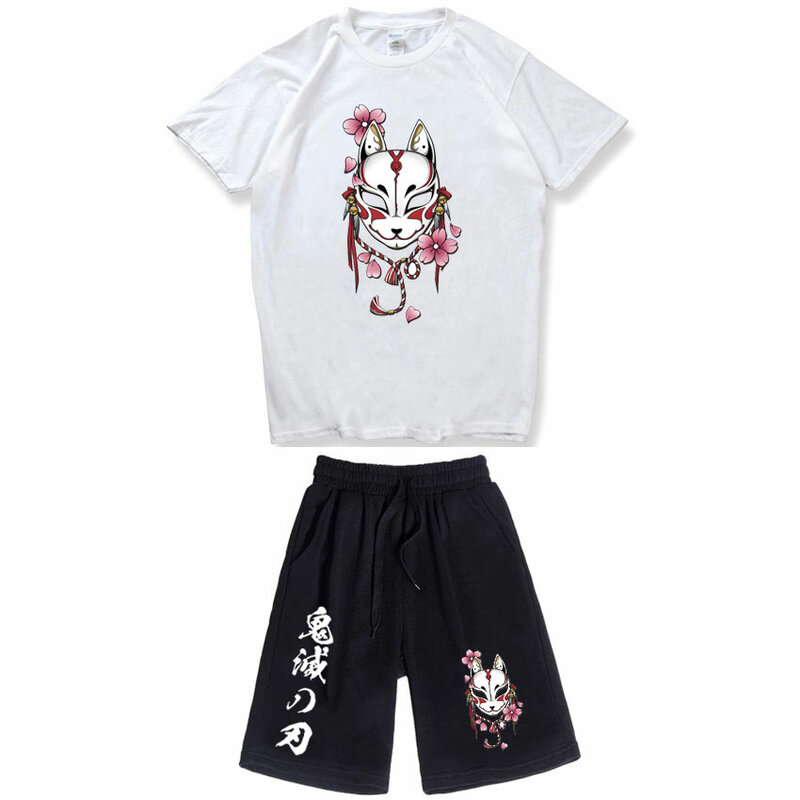 2023 Fashion Casual Anime Demon Slayer T shirt set estate stampa uomo pantaloncini magliette pantaloni della tuta set Camisetas Shorts