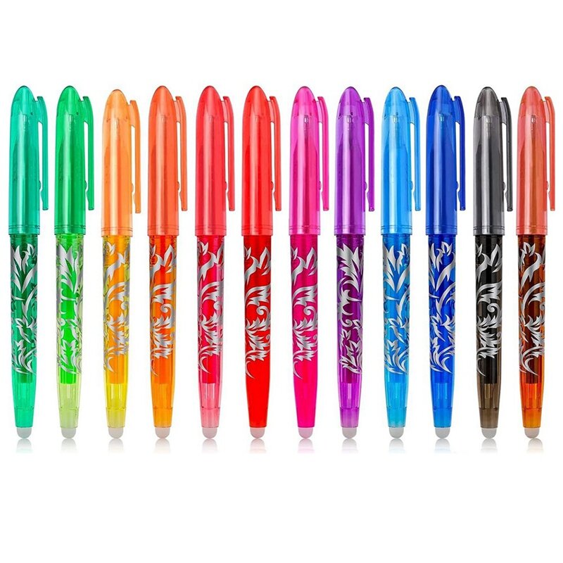 Stylo gel effaçable multi-documents multicolore, stylos Kawaii, outils d'écriture et de dessin, fournitures scolaires de bureau, papeterie, 0.7mm, 0.7mm, ensemble de 12 pièces