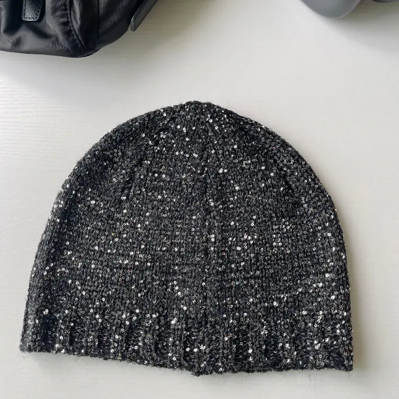 Korean Sequined Knitted Hat Lady Autumn and Winter Men's and Women's Street Fashion Hip-hop Personality Warm Skull Beanie Hats