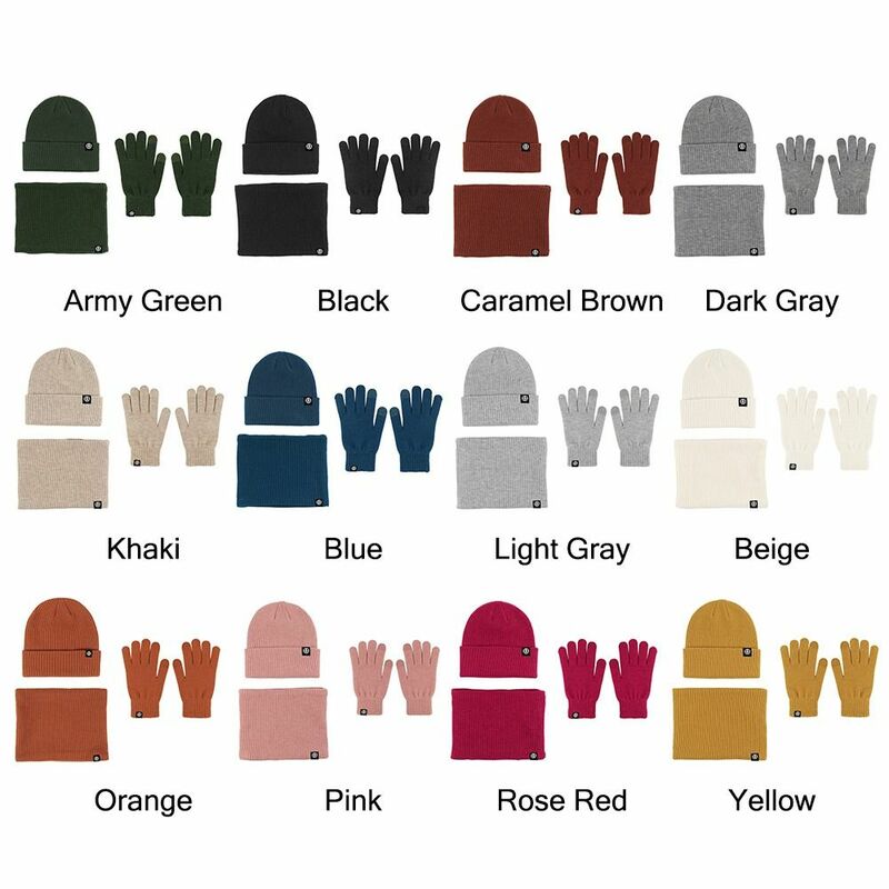 Warm Fleece Beanie Hat Scarf Gloves Gifts Casual Soft Neck Scarf Knit Winter Hat for Women Men