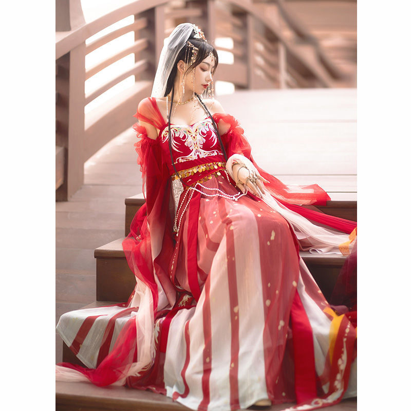 Oude Chinese Jialuo Dunhuang Vliegende Prinses Exotische Stijl Meisje Verbeterde Hanfu Han Element Westerse Regio Stijl Kleding