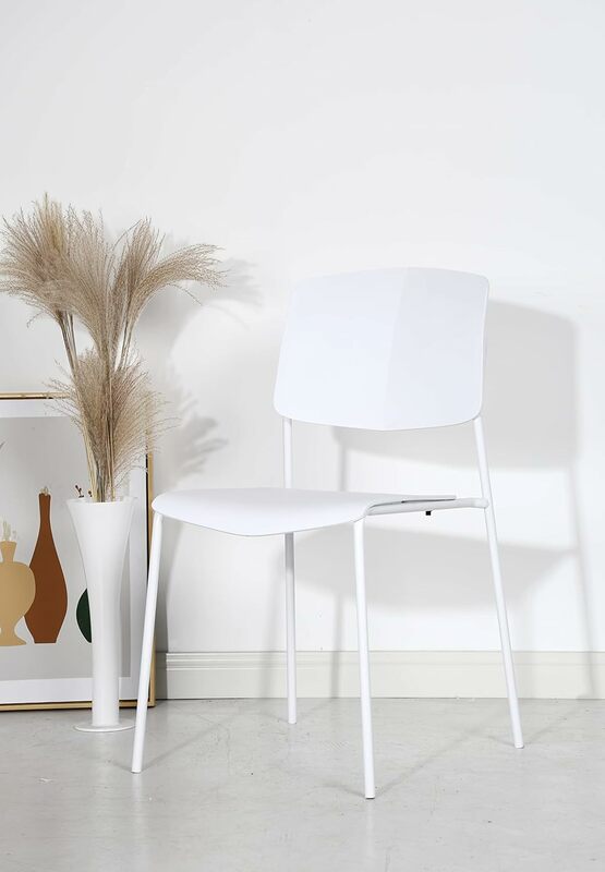 Sedia impilabile moderna, Set di 2 sedie impilabili in plastica senza braccioli per esterni, interni, sala da pranzo, Patio, cucina, caffè