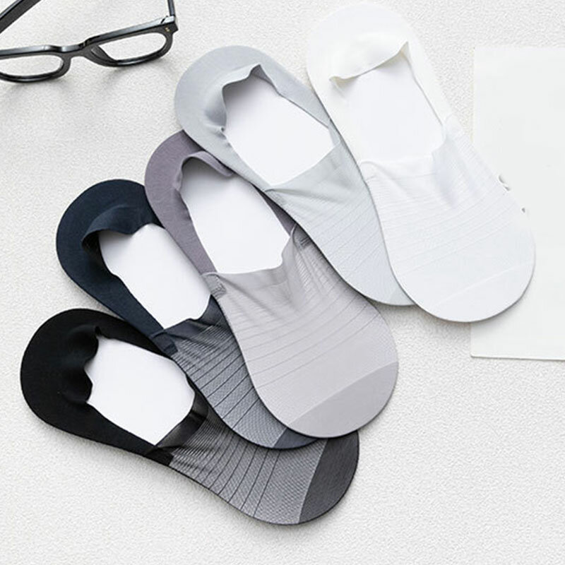 Calcetines invisibles transpirables para hombre, medias finas informales, a la moda, color gris claro, zapatillas de alta calidad, Verano