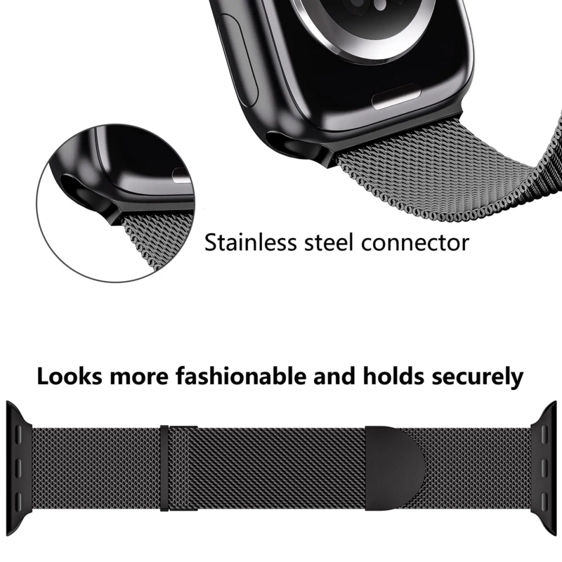 Pulseira Magnética Milanese de Metal para Apple Watch, Pulseira Ajustável, Ultra, 49mm, 9, 8, 7, 41mm, 45mm, Série 6, 5, 4, 3SE, 44mm, 40 milímetros, 42 milímetros
