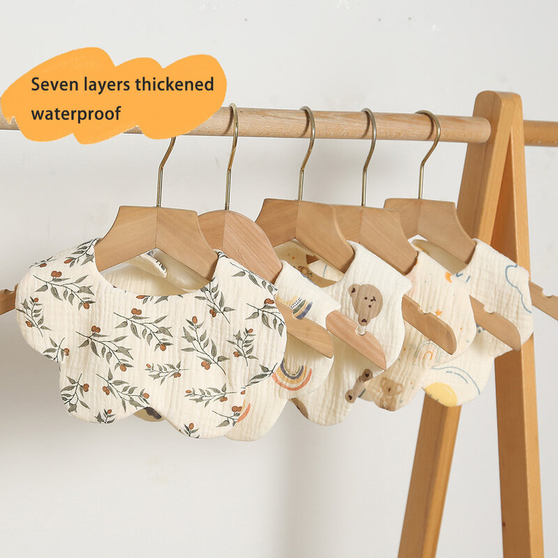 Neue 7 Schichten Baumwolle Baby Lätzchen wasserdicht drucken Speichel Handtuch Neugeborenen Spuckt ücher Bandana Schal für Jungen Mädchen Fütterung Sabber Lätzchen