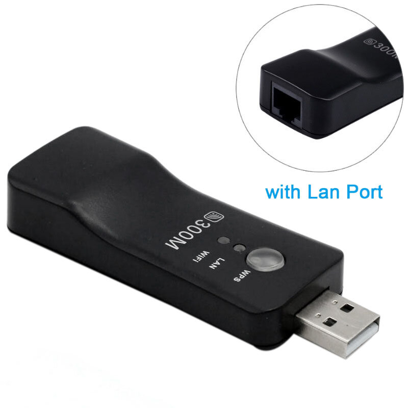 USB TV Adapter WiFi Dongle 300Mbps uniwersalny bezprzewodowy odbiornik RJ45 WPS do Samsung LG Sony Smart TV
