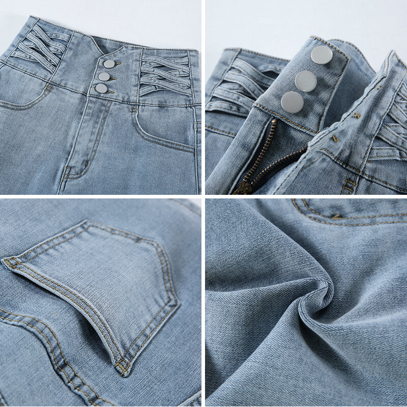 Женские эластичные джинсовые шорты QOERLIN, Новинка лета 2022, корейские облегающие шорты пуш-ап с высокой талией, женские джинсовые шорты