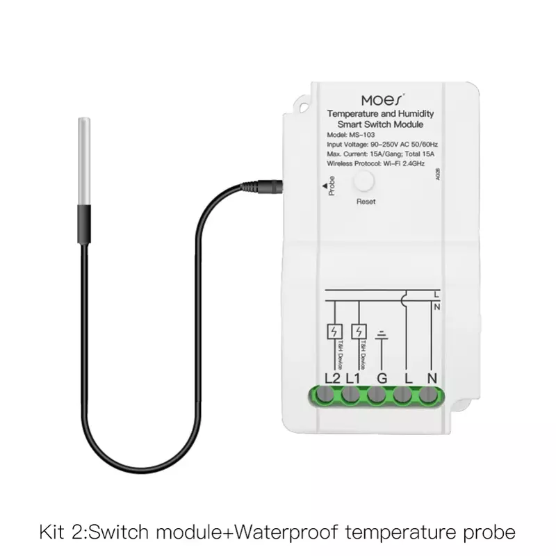 リモートコントロールスイッチ,スマート自動化リレーモジュール,alexaおよびGoogleHomeと互換性のある温度と湿度センサー