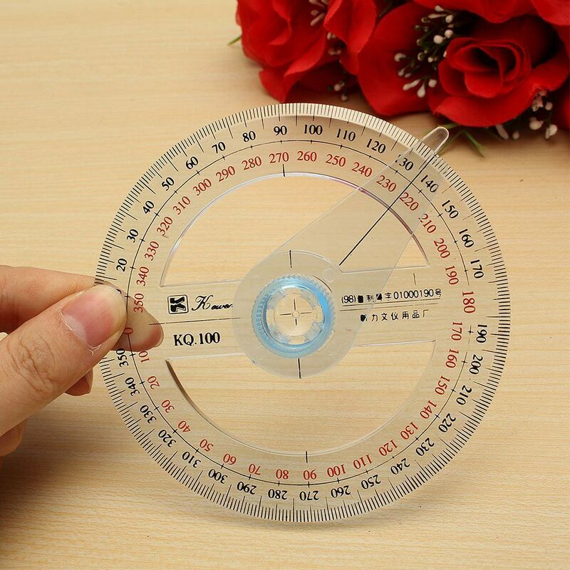 Portable Round Office School Drafting Supplies Ruler Pointer Measuring Tool Protractor