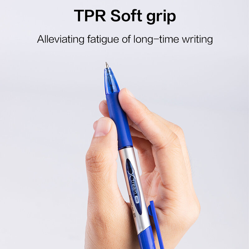 デリ-滑らかなボールペン、低粘度インク詰め替え、黒と青、オフィスおよび学校のライティングツール、文房具ボールペン、0.7mm、12個