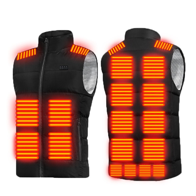 New Self-Heating Vest Four-Control Zone 21 Thermal Heating Vest Men's and Women's Winter Electric Vest Wholesale