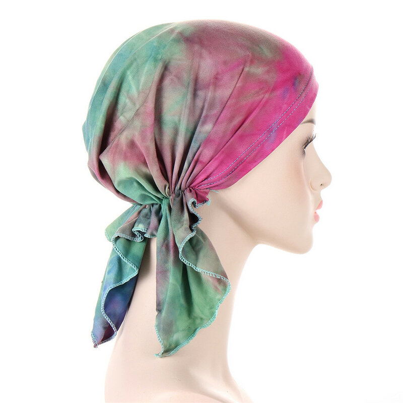 Hijab interno elástico para mulheres, chapéus internos pré-amarrados, chapéus de quimio muçulmanos, bandana impressa, gorros de câncer, gorro feminino