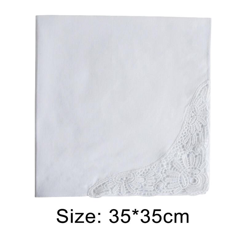 12x White Handkerchief DIY 35cm Wedding Hankies for Casual Formal Birthday