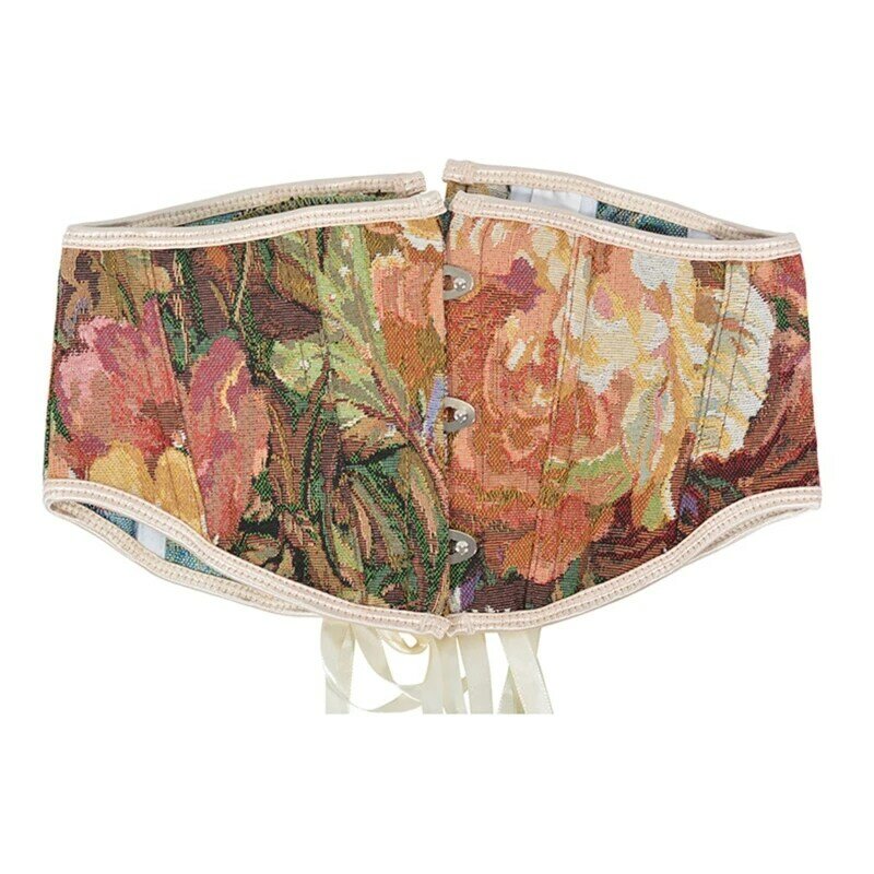 50JB женский винтажный топ с цветочным принтом без рукавов корсет в стиле панк Декор Бюстье нижнее белье