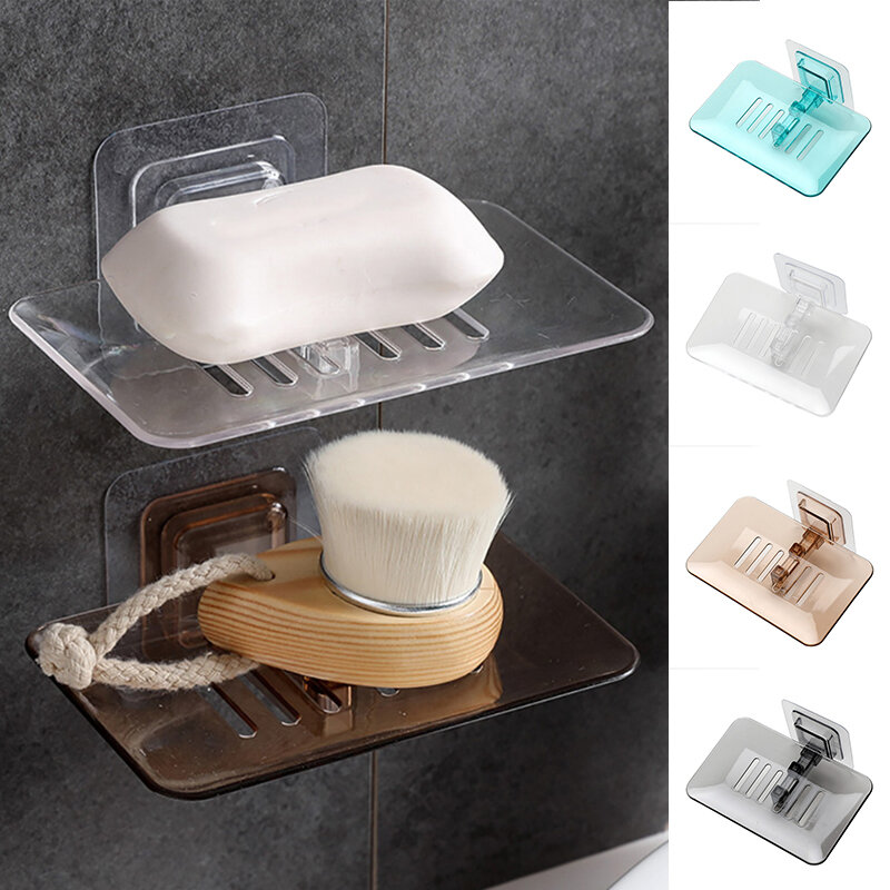 Piring sabun kristal tanpa lubang, rak sabun kamar mandi, tempat sabun terpasang di dinding, Pengering sabun