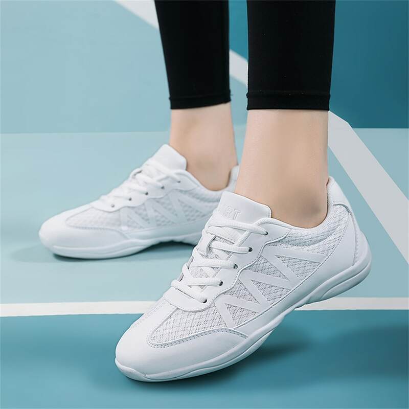 BAXINIER-Zapatillas de entrenamiento transpirables para niñas, zapatos blancos ligeros para animación juvenil, tenis de baile y competición
