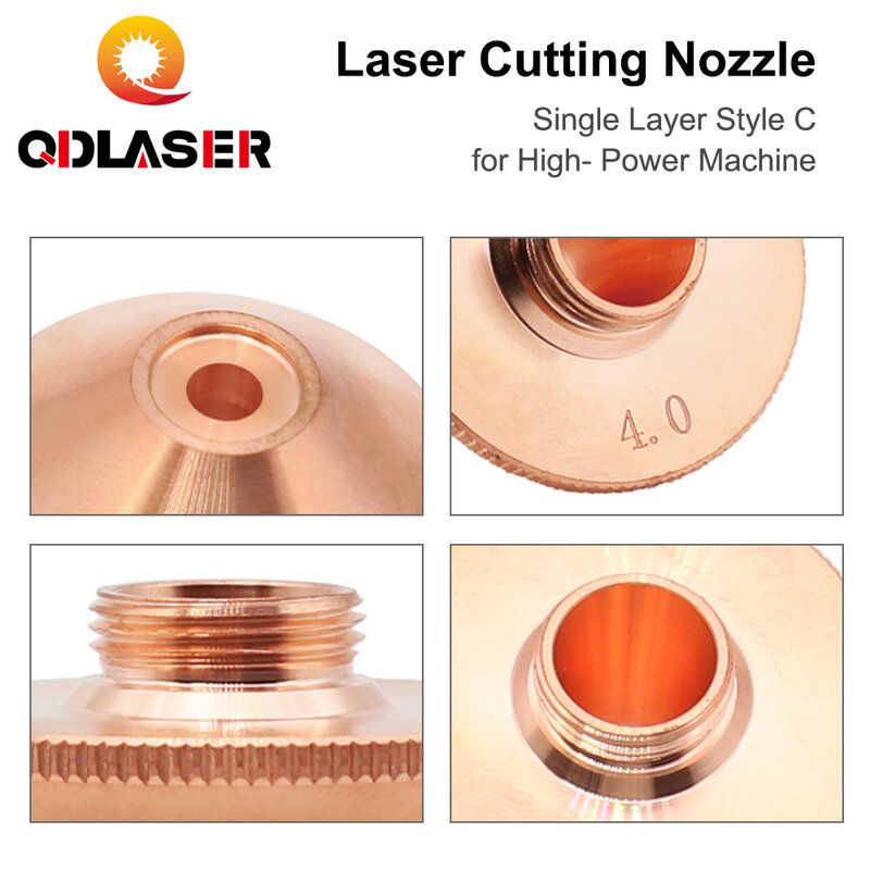 QDLASER-boquillas de corte láser Penta de una sola capa, estilo C para máquina de alta potencia, D28, M11, H15mm, calibre 3,5-6,0mm, para láser de fibra