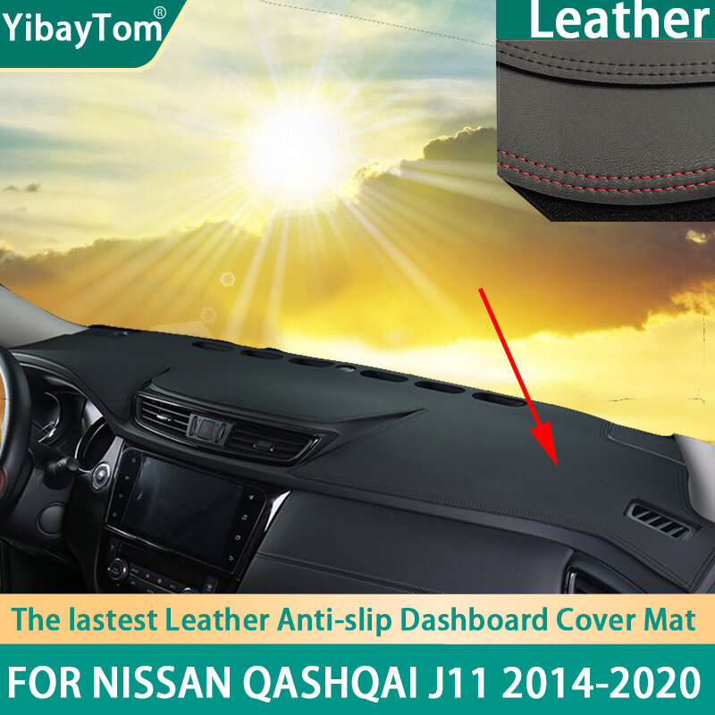Cubierta Anti-UV antideslizante para salpicadero de Nissan Qashqai J11, alfombra protectora de cuero PU de alta calidad, accesorios de 2014-2020