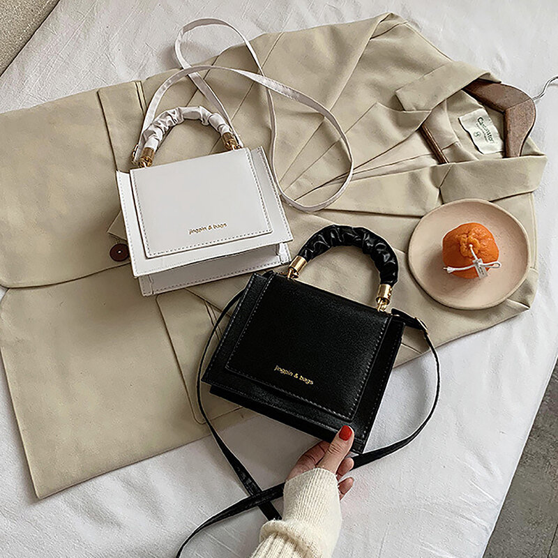 بولي Leather حقيبة جلدية الكتف الرافعة للنساء ، أحادية اللون ، حقيبة كروسبودي مع مقبض ، حقيبة يد صغيرة مربعة بسيطة ، والأزياء النمط الكوري