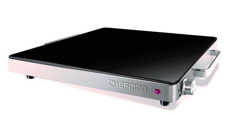 Chefman-bandeja compacta de calentamiento de vidrio, Control de temperatura ajustable, Mini 15x12 pulgadas, color negro