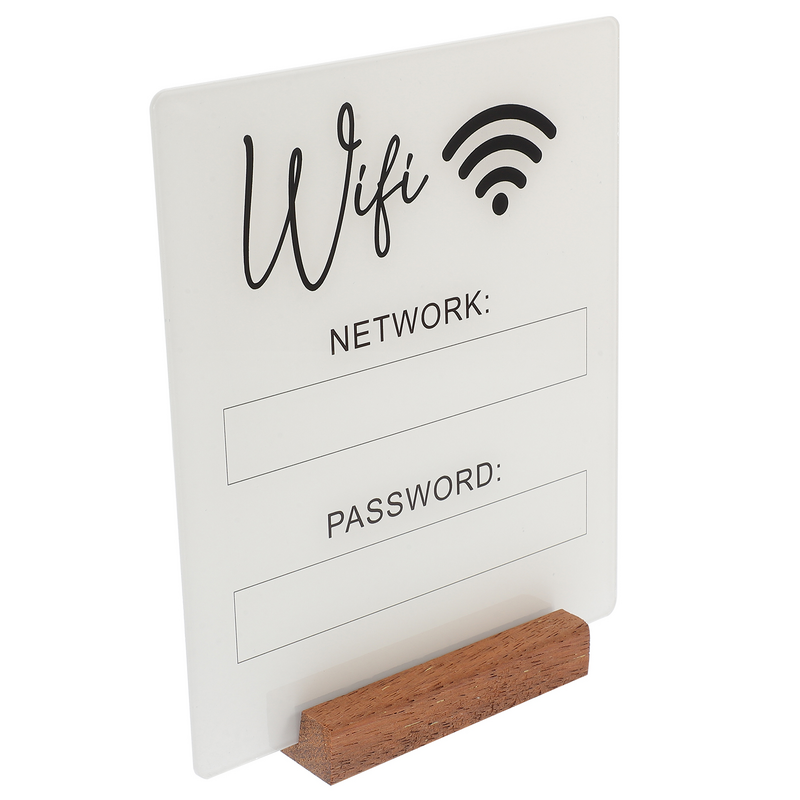 Panneau de mot de passe Wifi pour hôtel, décor de table, réseau sans fil, support de rappel en acrylique, bureau des invités