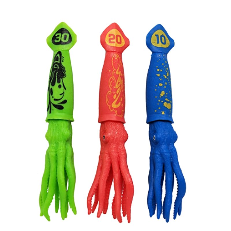 3 Pcs Squid Dive Toys Pool Toys For Kids Throw Underwater Octopus Bath Toys con facce divertenti seppie per bambini