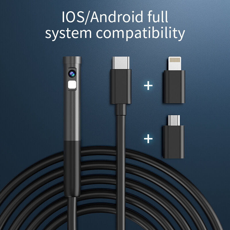 กล้องเอนโดสโคป IP67เลนส์เดี่ยว/คู่กันน้ำท่อตรวจสอบกล้องส่องท่อ8มม. เลนส์ท่อระบายน้ำรถยนต์สำหรับ USB-C iOS Android
