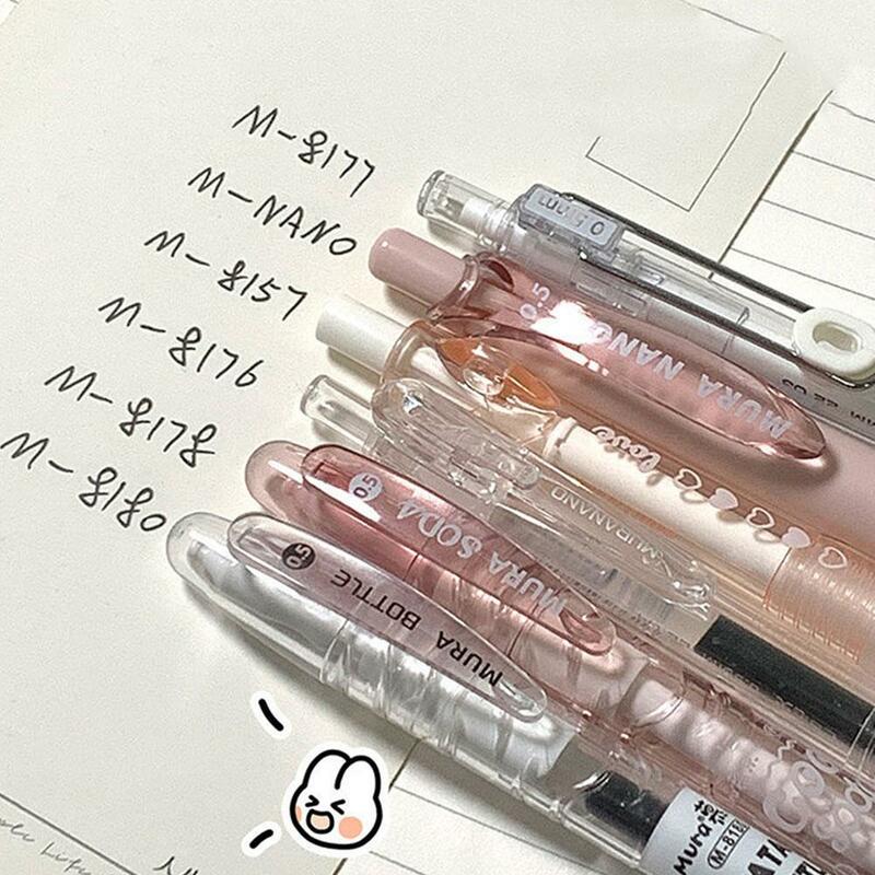 Bolígrafo de Gel transparente de moda coreana, 6 piezas, papelería sencilla, escritura a la escuela, álbum de recortes, suministros de Gel para la espalda, D2W9