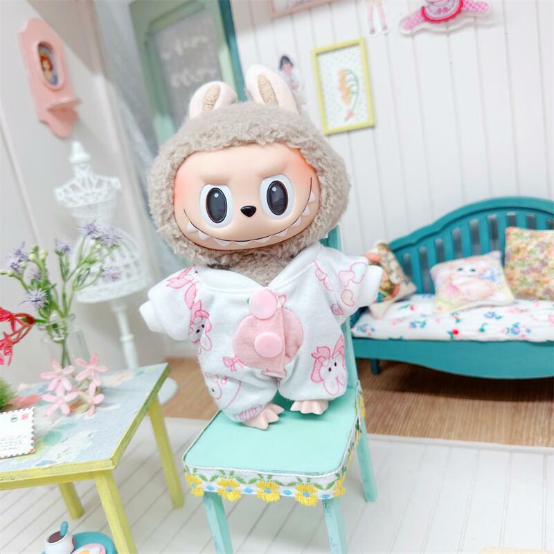 17cm Cute Mini Plush Doll'S Clothes Outfit Accessories For Korea Kpop Exo Labubu Idol Dolls Hoodie overalls Clothing DIY Kid Gif