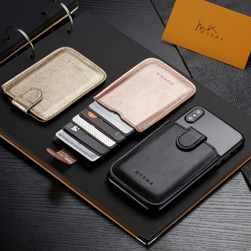 Suporte adesivo bolsa cartão carteira couro PU para adesivo bolsa capa para telefone celular
