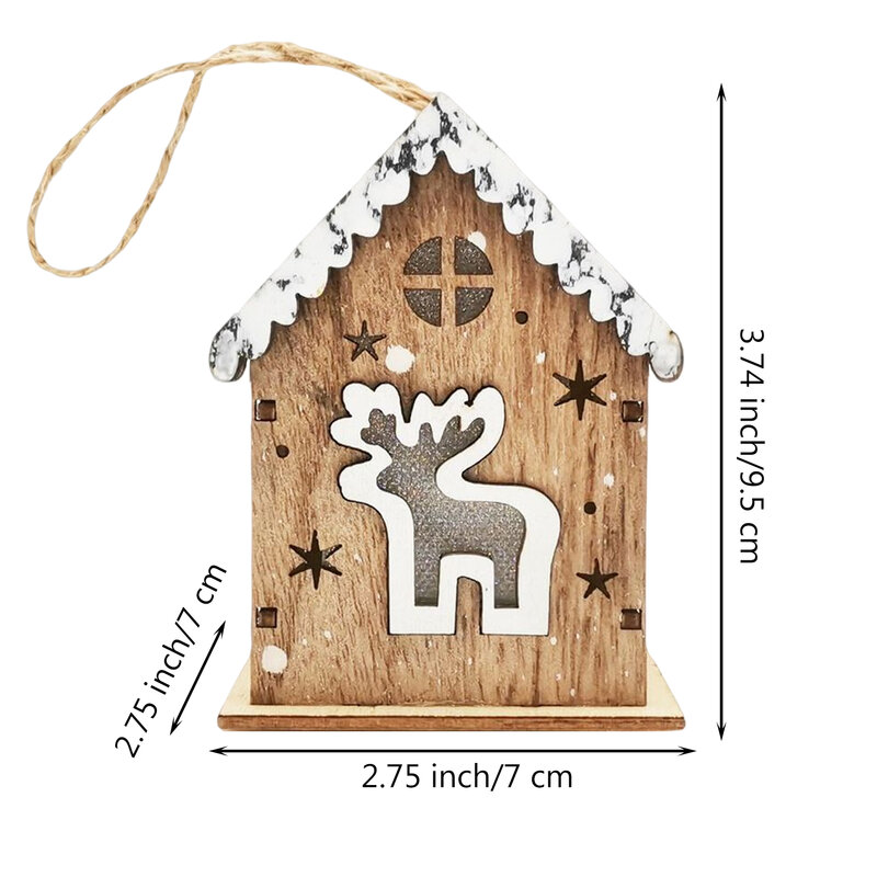 木製の家の装飾品,クリスマスのための照明付きミニ家の装飾,クリスマスの木のための電池式のクリスマスプレゼント